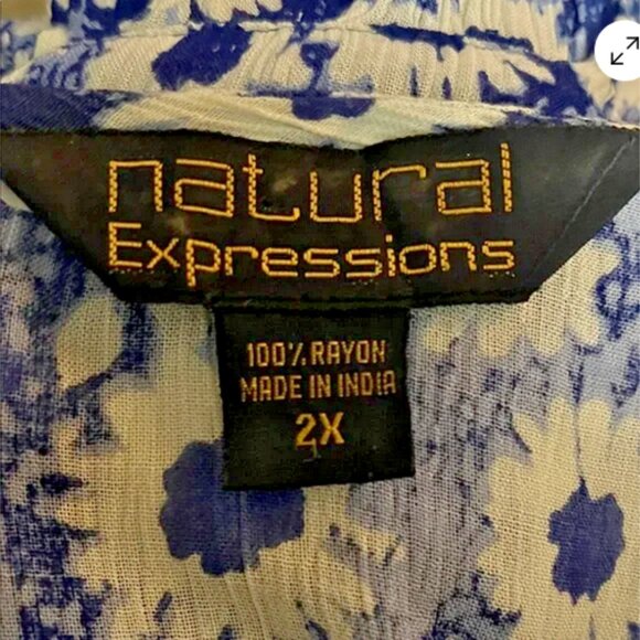 Natural Expressions Indigo Blue Floral Maxi Dress - 2X Women's Plus - Picture 3 of 4